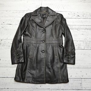ANA Leather Coat Womens Medium Genuine Lambskin‎ Belted Jacket